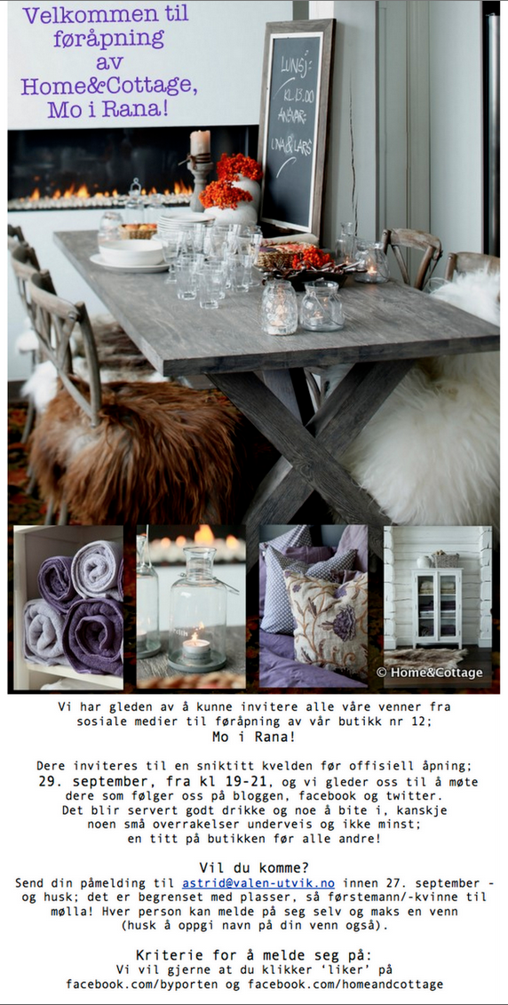 Blogg Home and Cottage: Mo i Rana, er dere klare? Blogg Home and Cottage: Føråpning i Mo i Rana